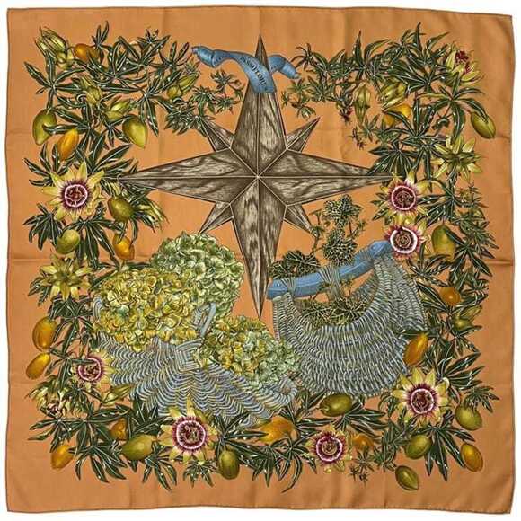 HERMES Cream Silk Scarf - Picture 2 of 6
